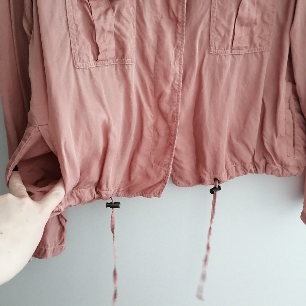 Rails Rowan Utility Jacket in Blush Pink Cupro Cinch Hem Cargo Pockets Large - Picture 12 of 17